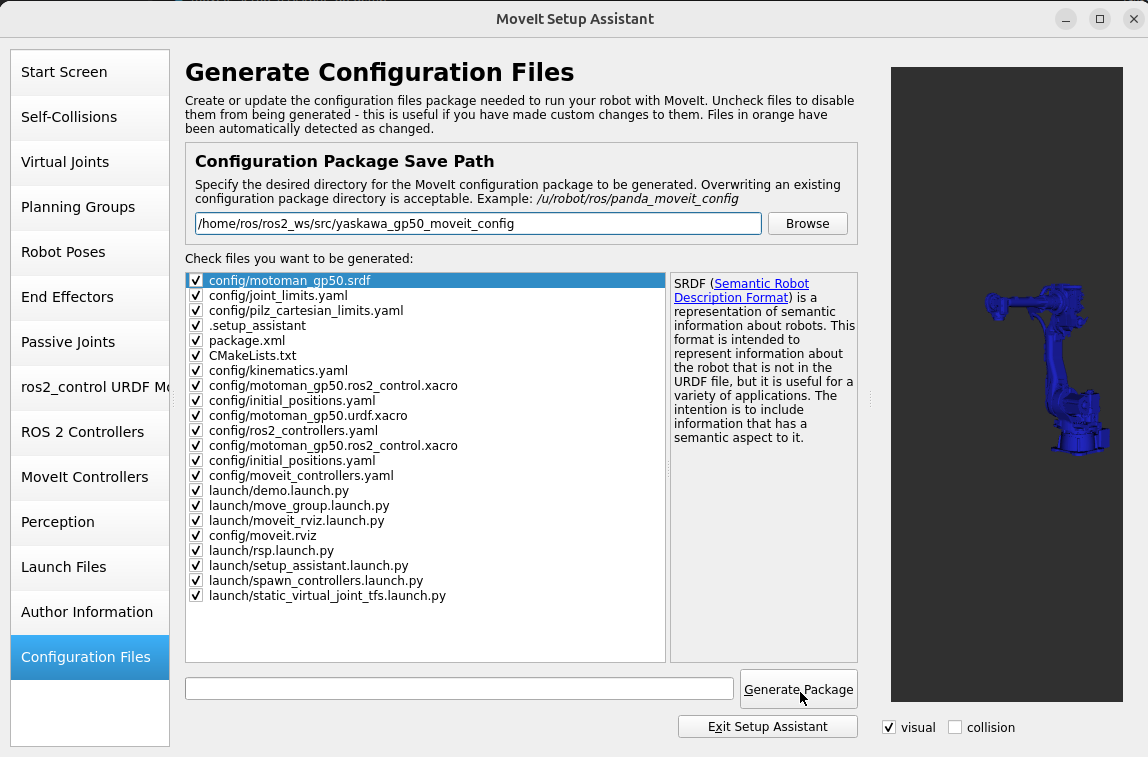 Generate the GP50 MoveIt configuration