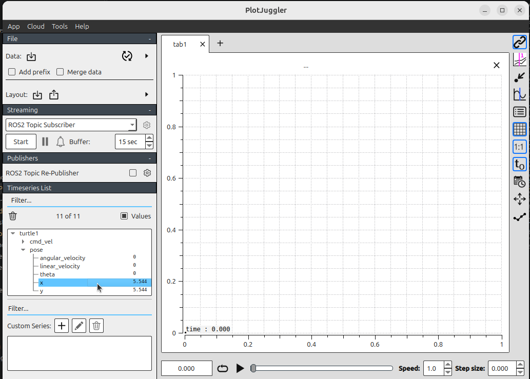 Dragging a field onto the PlotJuggler grid