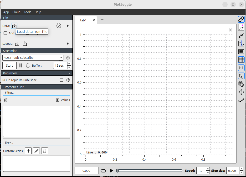 PlotJuggler Open data file dialog